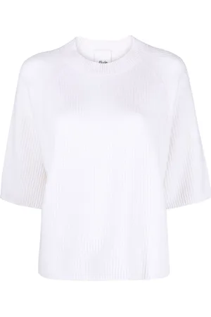 Allude Half-length sleeve ribbed cashmere jumper