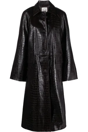 Totême Embossed-crocodile leather maxi coat