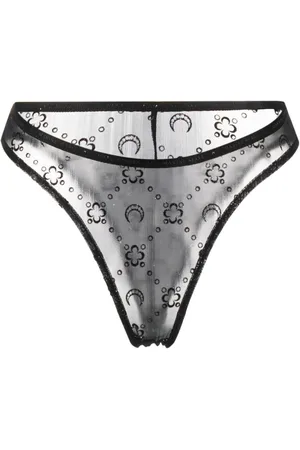 Marine Serre Crescent-moon flocked mesh briefs