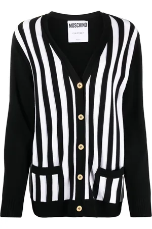 Moschino Striped ribbed-knit cardigan