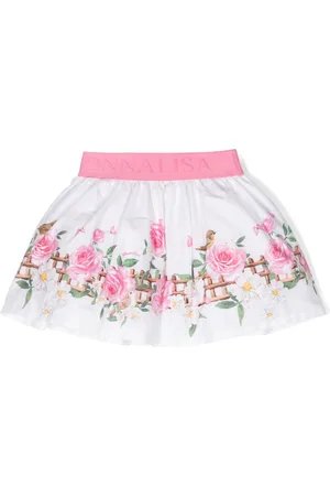 MONNALISA Logo-waistband cotton skirt