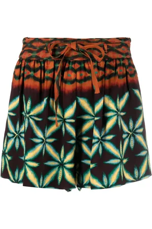 ULLA JOHNSON Olivinite abstract-patterned shorts
