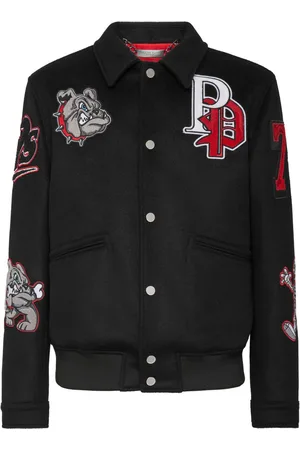 Philipp Plein Logo-patch spread-collar bomber jacket