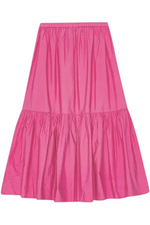 Ganni Ruffled organic-cotton midi skirt