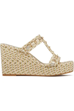 VALENTINO GARAVANI Rockstud 90mm woven wedge sandals
