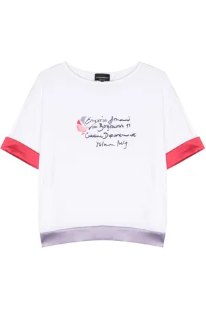 Emporio Armani Contrasting-trim logo-print T-shirt