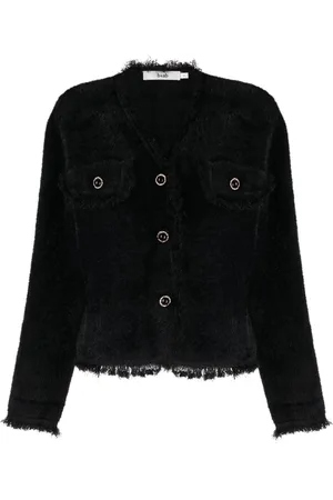 B+AB V-neck brushed-finish cardigan
