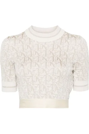 Palm Angels Monogram-jacquard knitted crop top