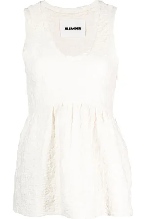 Jil Sander Crinkled cotton-blend sleeveless top