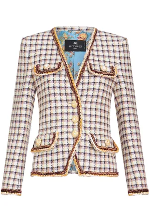 Etro Check-jacquard cotton-blend jacket