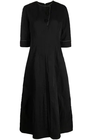 SHIATZY CHEN Floral-button half-sleeve midi dress