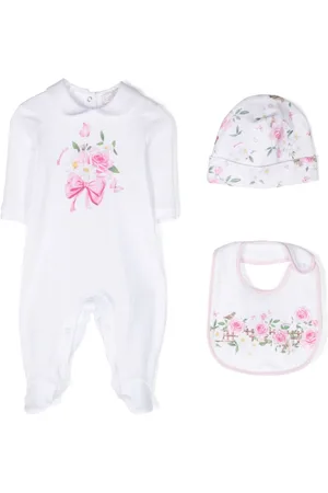 MONNALISA Floral-print cotton babygrow set