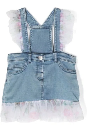 MONNALISA Ruffled-trim denim skirt dungarees