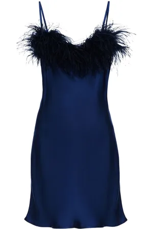 Sleeper Boheme feather-trim minidress