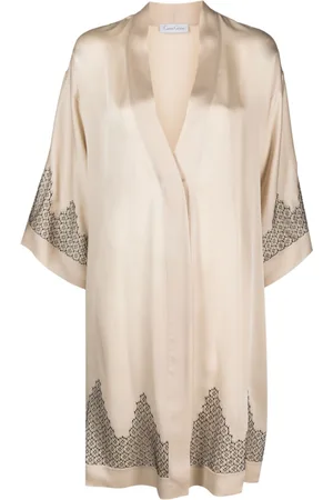 CARINE GILSON Calais-Caudry lace silk robe