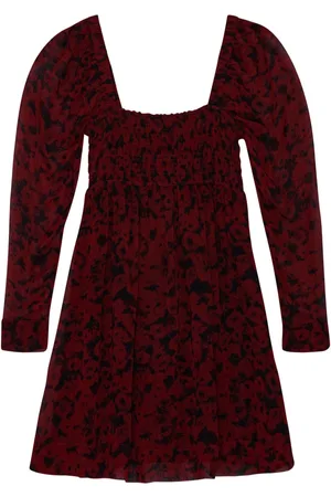 Ganni Square-neck georgette minidress
