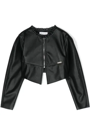 MONNALISA Logo-plaque faux-leather jacket
