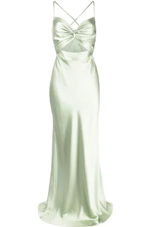 Michelle Mason Twisted-bodice silk gown