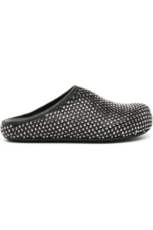 Marni Rhinestone-embellished leather slippers
