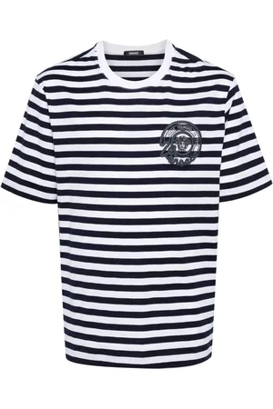 VERSACE Medusa-embroidered striped T-shirt