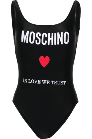 Moschino Logo-embroidered open-back swimsuit
