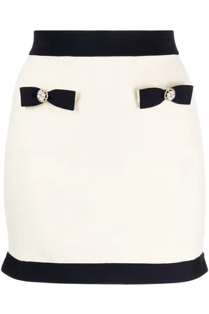 Self-Portrait Bow-detail knitted miniskirt