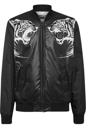 Philipp Plein Tiger-print zipped bomber jacket