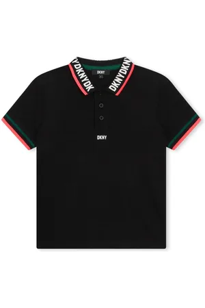 DKNY Logo-print contrast-border polo shirt
