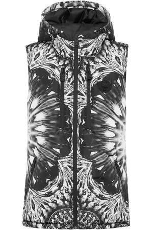 Philipp Plein Logo-appliqué graphic-print puffer gilet