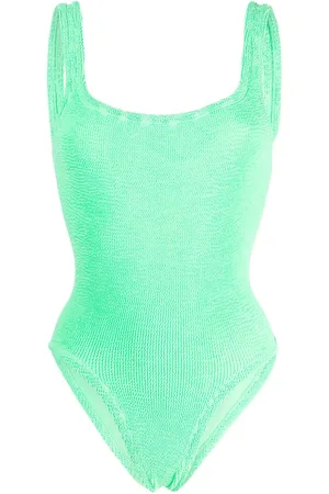 Hunza G Square-neck crinkled-finish swimsuit