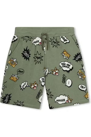 Kenzo Tiger-print drawstring cotton shorts