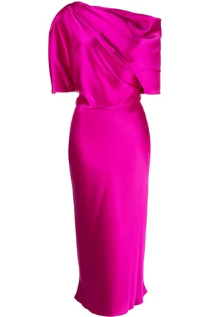 Amsale Off-shoulder draped midi dress