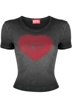 Diesel Logo heart-print faded T-shirt
