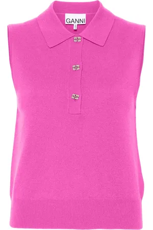 Ganni Logo-buttons sleeveless top