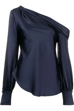 Simkhai Alice asymmetric draped-shoulder blouse