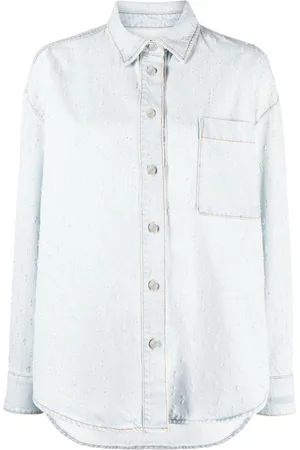 Msgm Ripped-detail denim overshirt