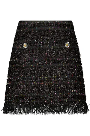 Giambattista Valli Frayed-detail tweed skirt
