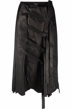 Jean Paul Gaultier 1990s buckled leather skirt