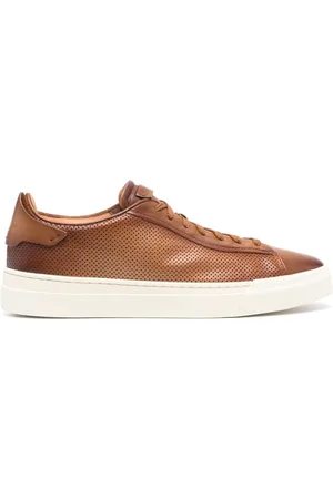 santoni Perforated-design leather sneakers