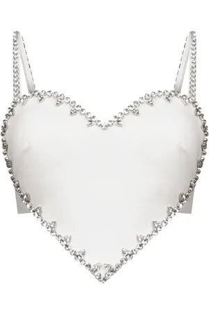 AREA Crystal-trim heart-shaped top