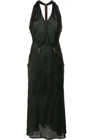 Jean Paul Gaultier 2000s pinstripe halterneck midi dress