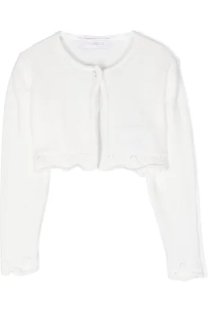 MONNALISA Lace-trim cropped cardigan
