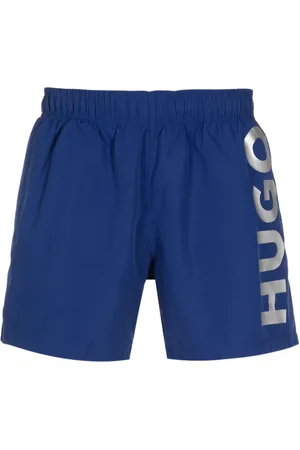 HUGO BOSS Abas metallic logo-print swim shorts