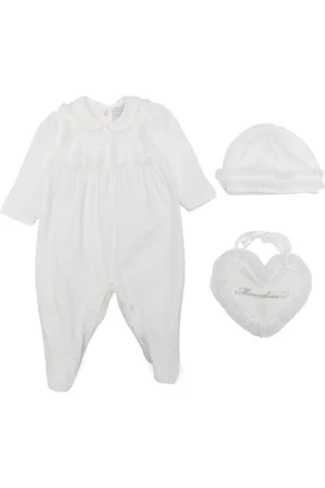 MONNALISA Ruffle-trim cotton babygrow (set of three)