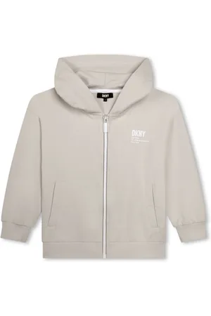 DKNY Logo-print cotton zip-up hoodie