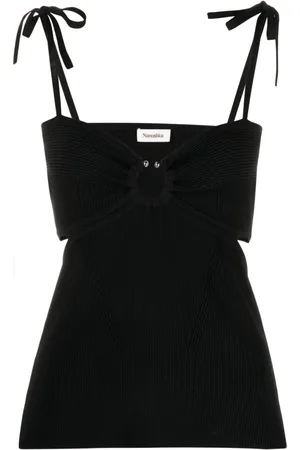 Nanushka Tied-straps fine-ribbed top