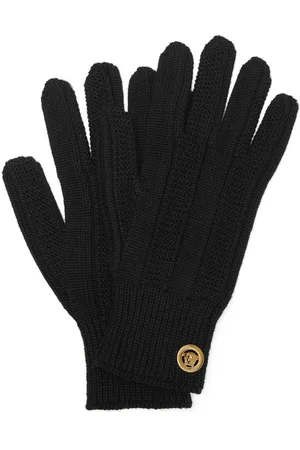 VERSACE Medusa-plaque ribbed-knit gloves