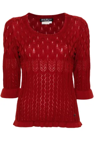 Salvatore Ferragamo 2000s pointelle-knit wool top