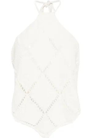 Twin-Set Diamond-pattern feather-detail top