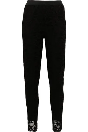 Twin-Set Floral-lace cotton leggings